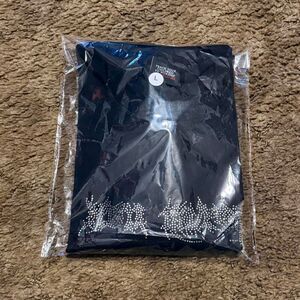 Kim Krueger Rhinestone Long Sleeve T-Shirt Tee Black Large